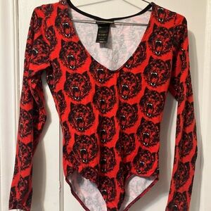 Nooworks Red Bear Print Bodysuit